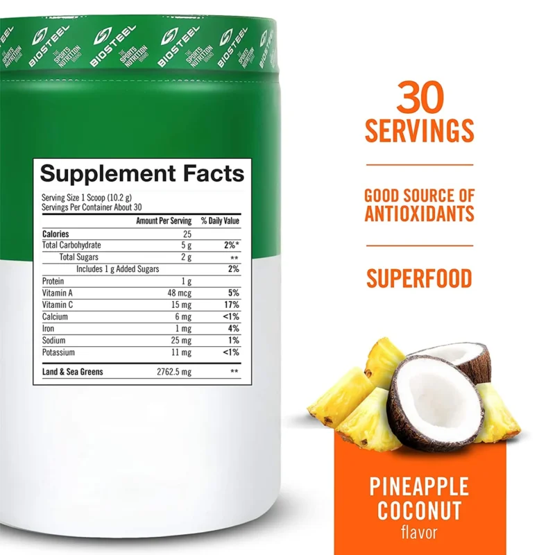 BioSteel Greens Superfood – Pineapple Coconut | Nutrient-Rich Antioxidant Blend for Immunity & Digestion - Image 2