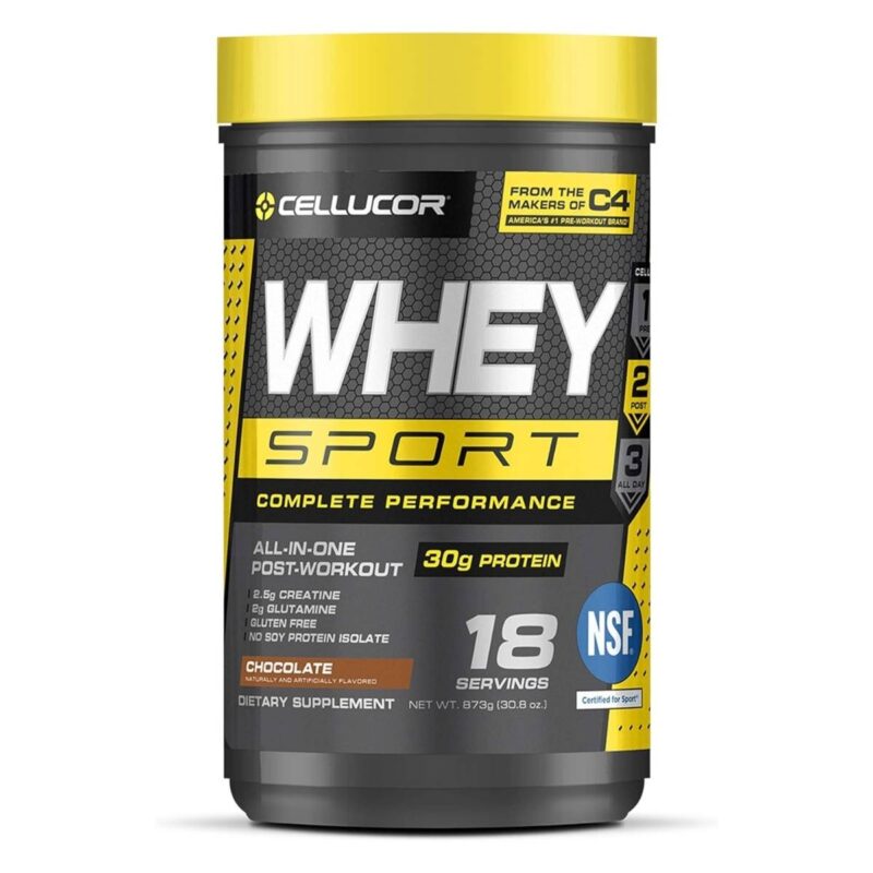 Cellucor Whey Sport Protein Powder – Chocolate | Whey Protein with Creatine & Glutamine for Muscle Recovery & Strength