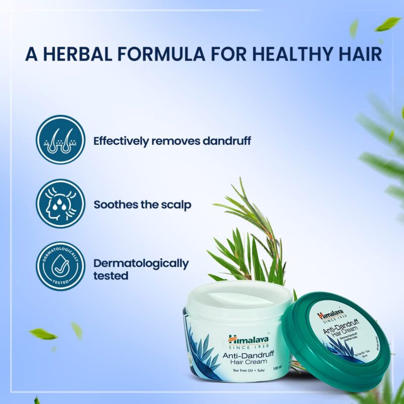 Himalaya Anti-Dandruff Hair Cream – Tea Tree Oil, Rosemary & Holy Basil (100ml) - Image 2