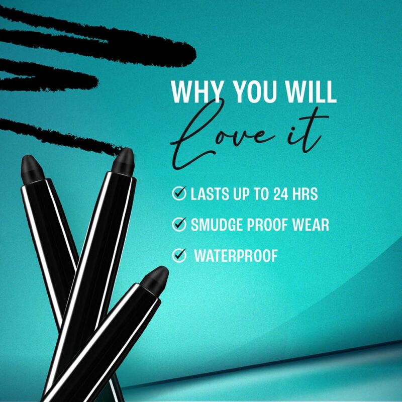 Lakmé Eyeconic Kajal & Eyeliner Deep Black – 24H Smudge-Proof, Twin Pack - Image 3