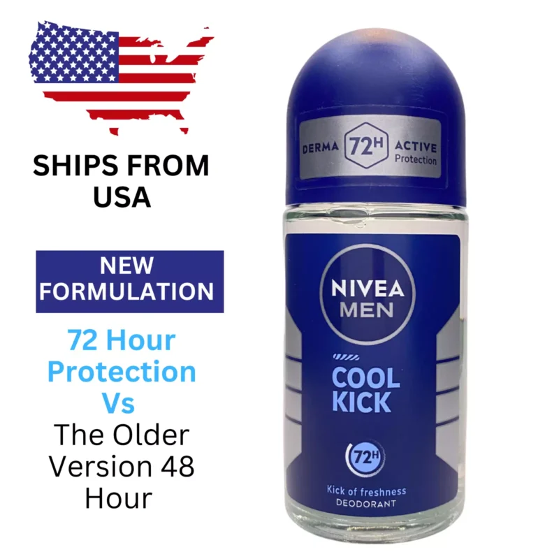 2 Packs X Nivea Men Cool Kick Roll-On Antiperspirant – 72 Hour Protection (50ml)