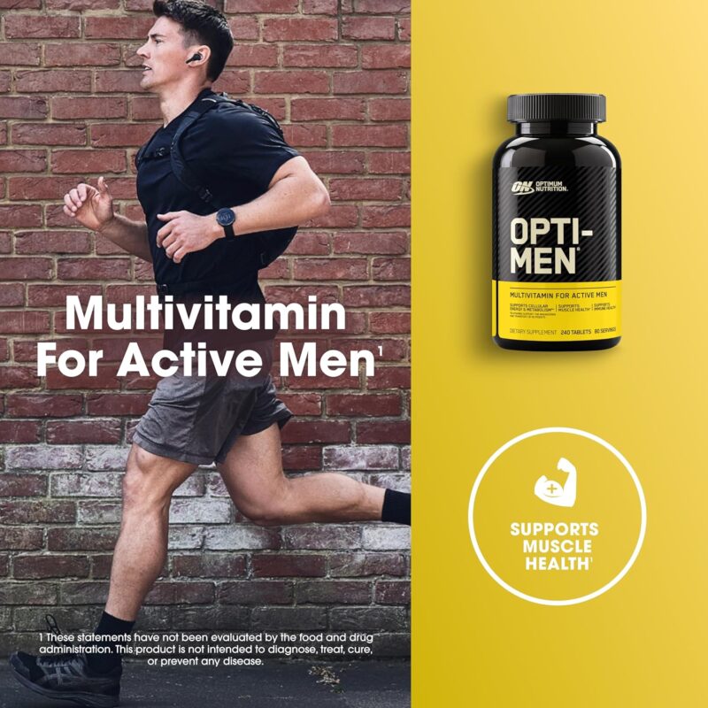 Optimum Nutrition Opti-Men Multivitamin for Men – Daily Nutrient Support with Vitamins, Minerals & Amino Acids 240 Tablets (Exp 11/2023) - Image 3