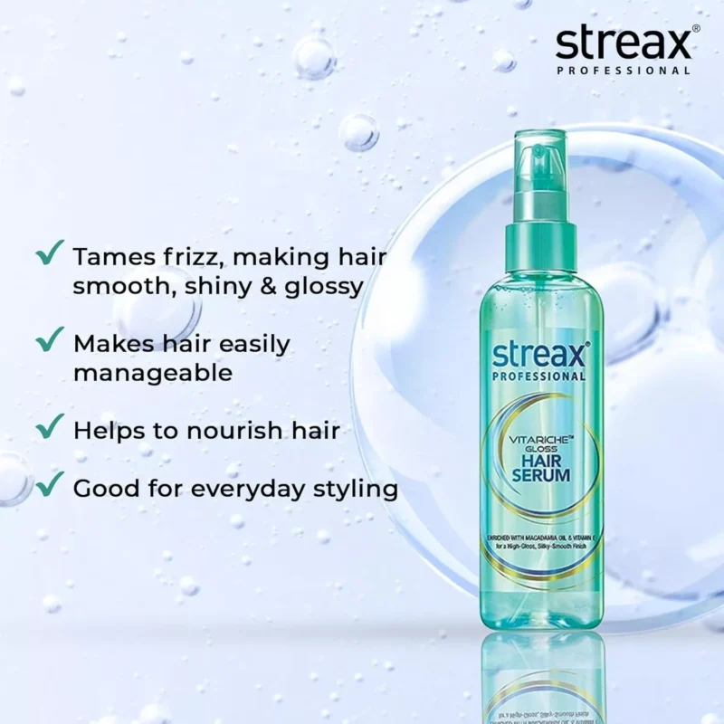 Streax Professional Vitariche Gloss Hair Serum – Frizz-Free & Smooth (100ml) - Image 2