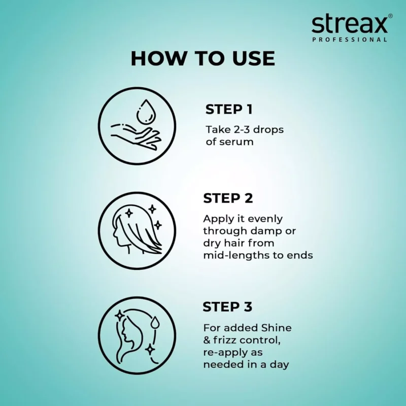 Streax Professional Vitariche Gloss Hair Serum – Frizz-Free & Smooth (100ml) - Image 5