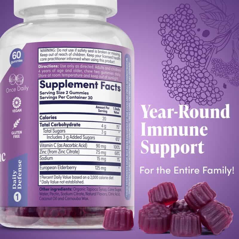 Zand Elderberry + Vitamin C Orange Gummies | Immune Support* | Gluten-Free | Vegetarian | 60 Count - Image 2