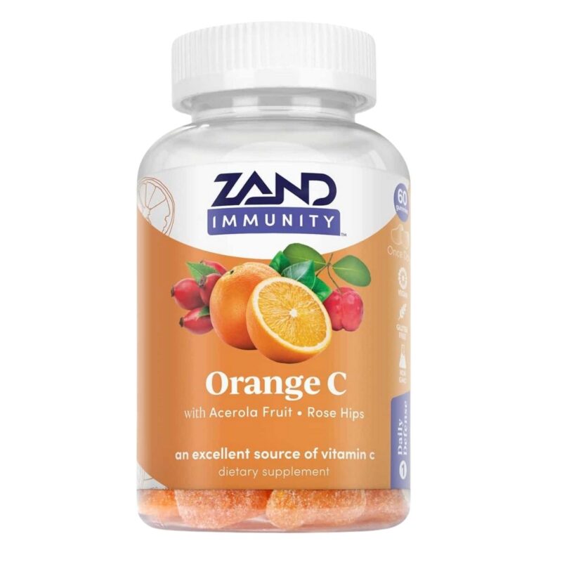 Zand Vitamin C Gummies – 500mg, Immune Support, Orange Flavor, 60 Gluten-Free Gummies